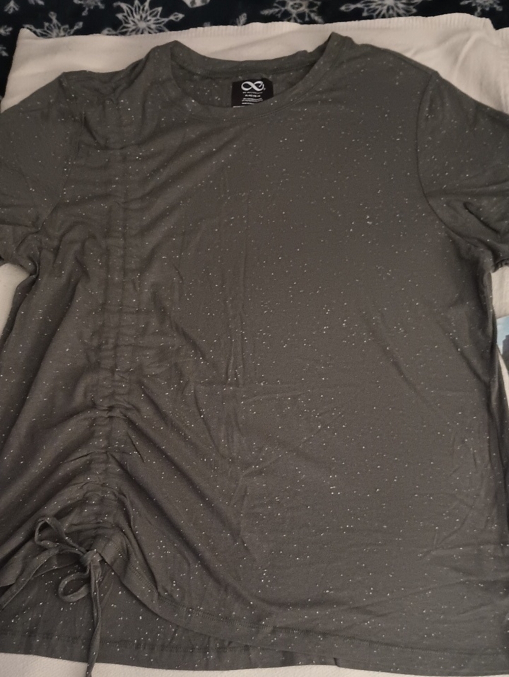 Ruched Side Speckled Olive Green Tee
